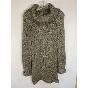 Rip Curl Women's Cowl Neck Tunic Pullover Sweater Cable Knit Brown One Size